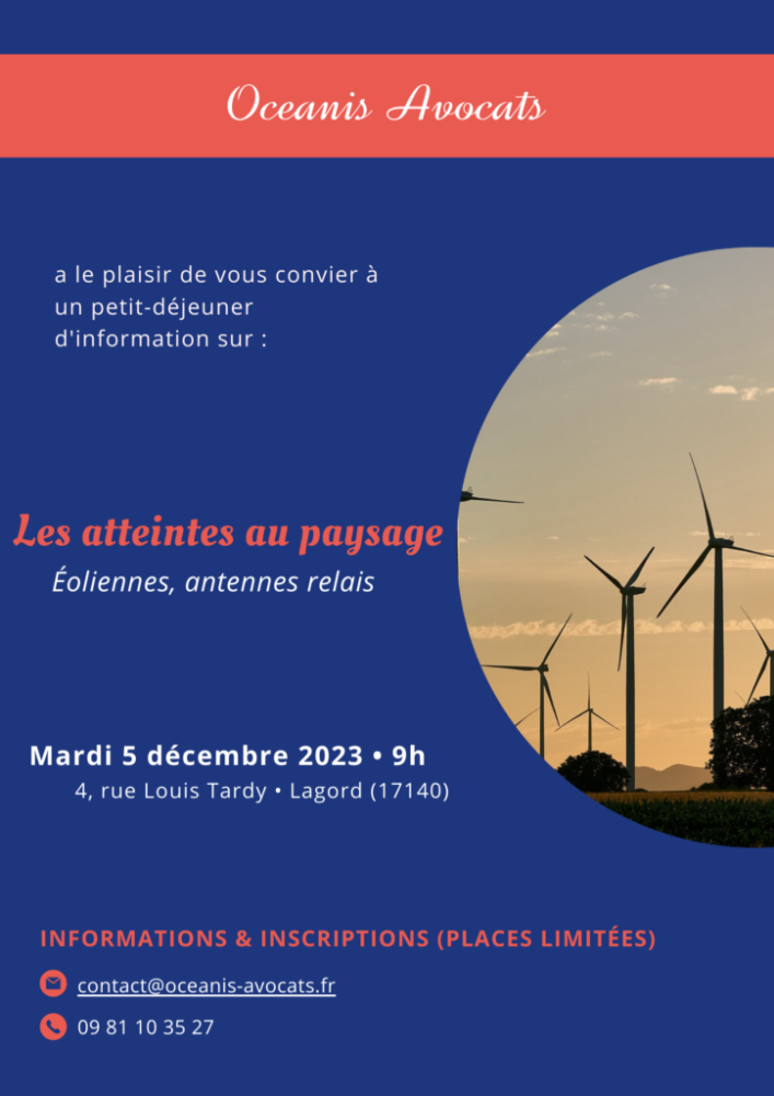 Petit-déjeuner d’actualités juridiques du 5 décembre 2023 « Les atteintes au paysage »